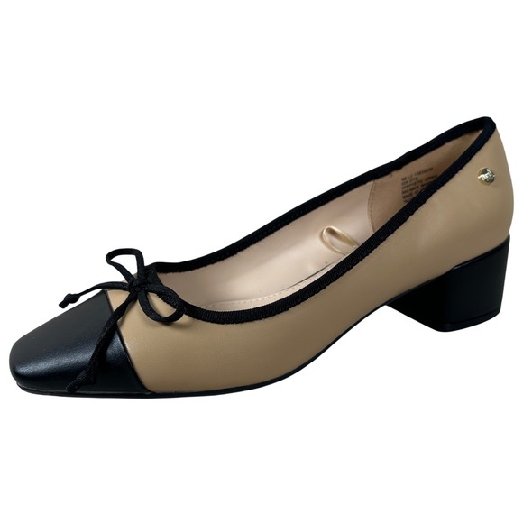 Liz Claiborne Shoes - Liz Claiborne Fredson Womens 9M Tan Black Cap Toe Block Heel Pumps Memory Foam